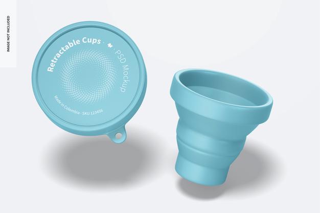 Free Retractable Cup Mockup, Falling Psd