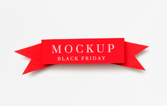 Free Ribbon On White Background Black Friday Sales Mock-Up Psd