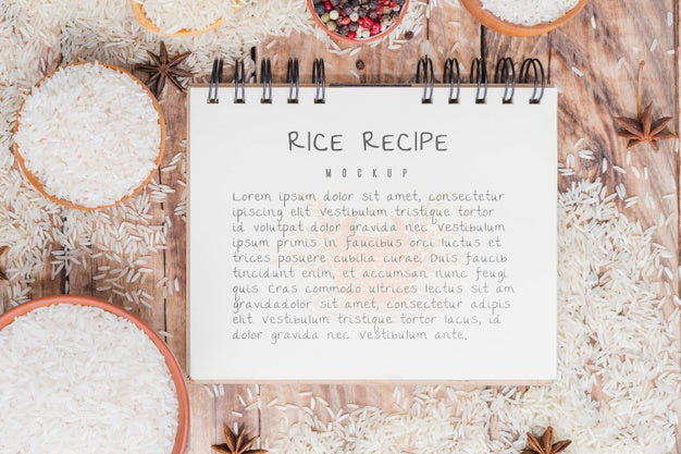 Free Rice Recipe Notepad Mock-Up Psd