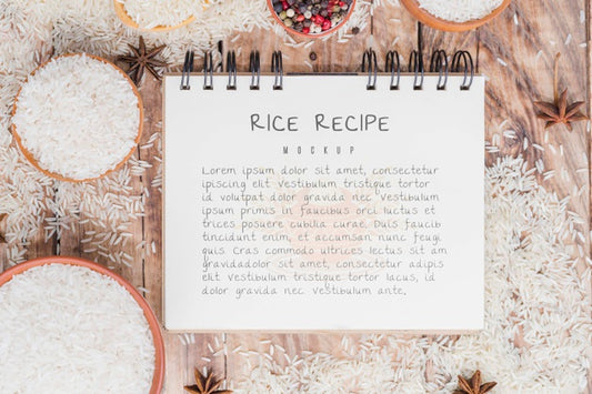 Free Rice Recipe Notepad Mock-Up Psd