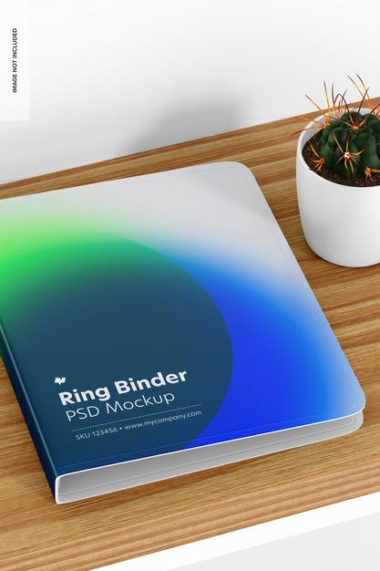 Free Ring Binder Mockup, Top View Psd