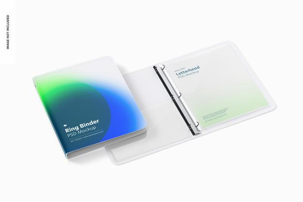 Free Ring Binders Mockup, Closed And Opened Psd