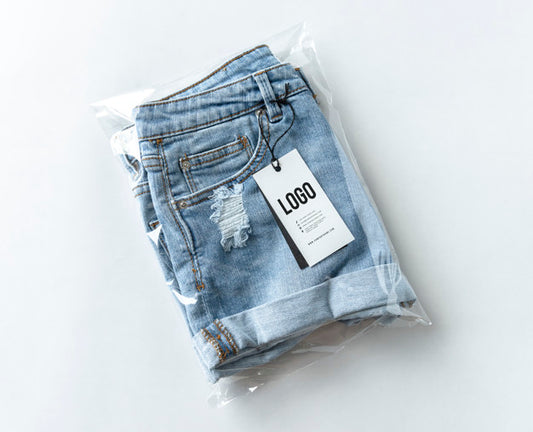 Free Ripped Jean Shorts With A Tag Mockup Psd