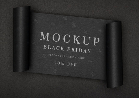 Free Rolled Banner Of Black Background Black Friday Sales Mock-Up Psd