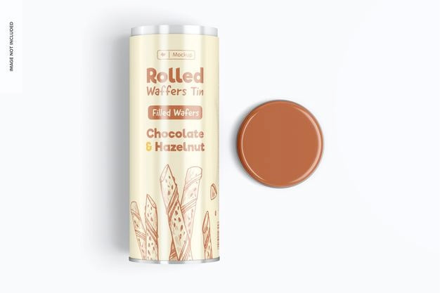 Free Rolled Wafers Tin Mockup, Top View Psd