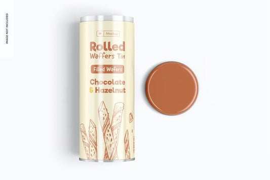 Free Rolled Wafers Tin Mockup, Top View Psd