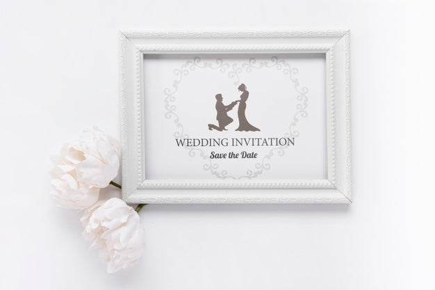 Free Romantic Frame With Wedding Invitation Psd
