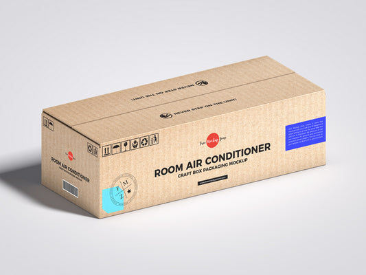 Free Room Air Conditioner Craft Box Packaging Mockup