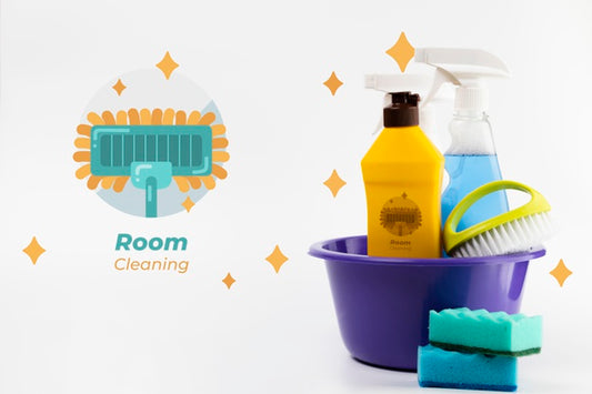 Free Room Cleaning Products In A Bucket Psd