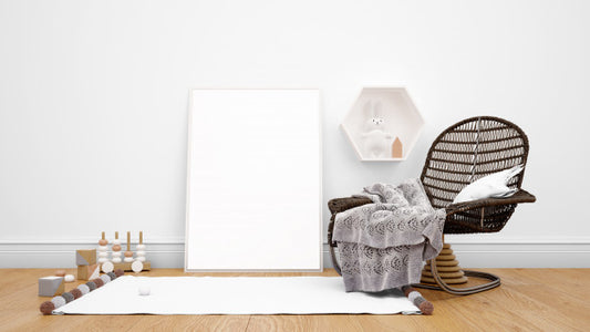 Free Room Decorated With Modern Furniture, Photo Frame, Carpet, And Decorative Objects Psd
