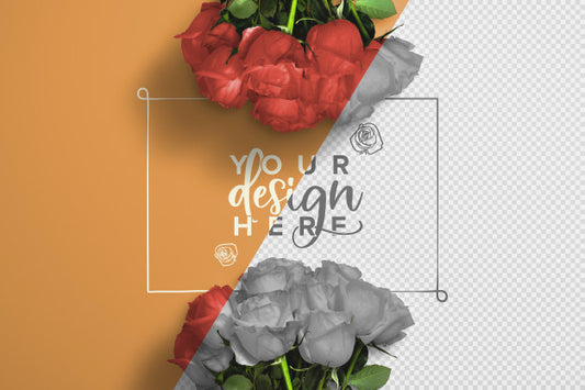 Free Roses Bouquet Background Mockup Psd