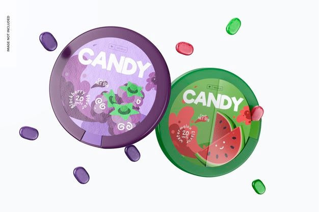 Free Round Candy Boxes Mockup, Floating Psd