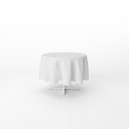 Free Round Dining Table Mockup With A White Cloth Psd