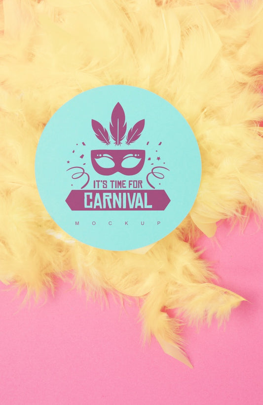 Free Round Paper Mockup With Carnival Concept Psd