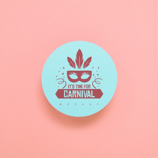 Free Round Paper Mockup With Carnival Concept Psd