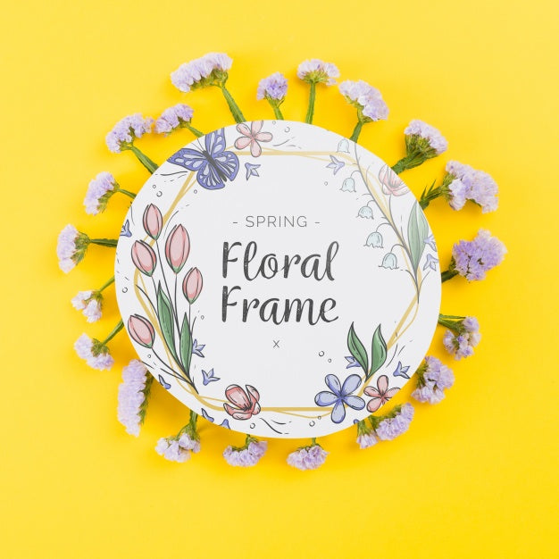 Free Round Paper Template With Flowers For Spring Psd