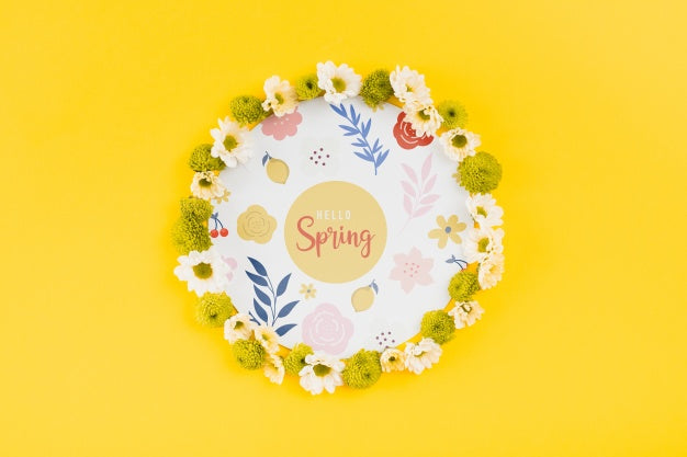 Free Round Paper Template With Flowers For Spring Psd