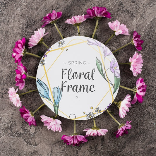 Free Round Paper Template With Flowers For Spring Psd