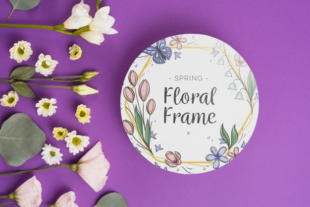 Free Round Paper Template With Flowers For Spring Psd