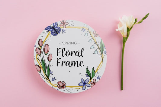 Free Round Paper Template With Flowers For Spring Psd