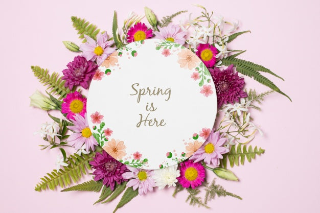 Free Round Paper Template With Flowers For Spring Psd