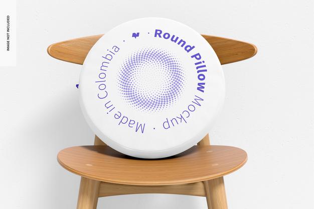 Free Round Pillow With Chair Mockup Psd