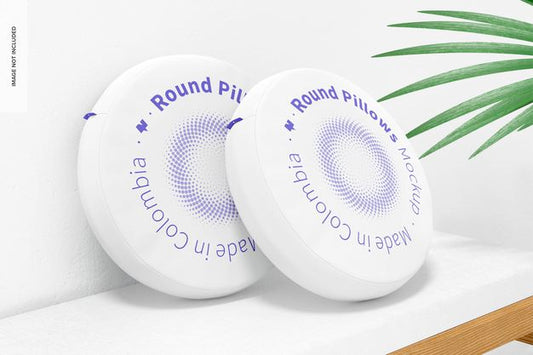 Free Round Pillows Mockup, Perspective Psd