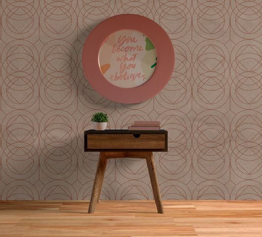 Free Round Pink Frame Mock-Up On The Wall Psd
