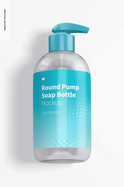 Free Round Pump Soap Bottle Mockup, Top View Psd