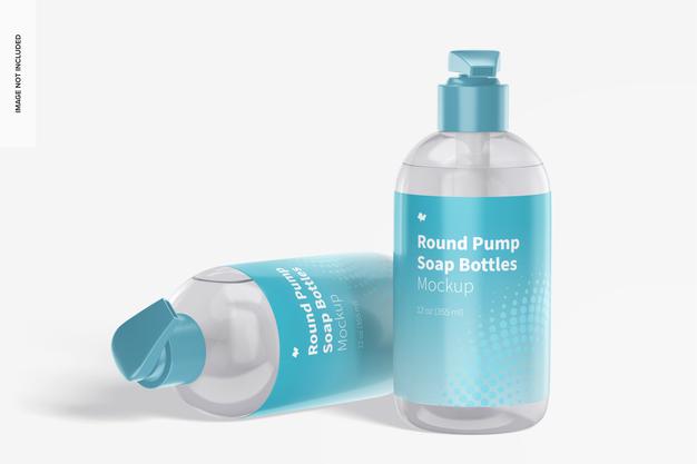 Free Round Pump Soap Bottles Mockup Psd