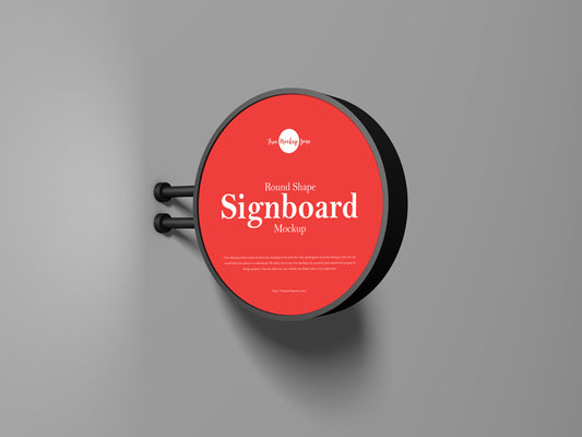 Free Round Shape Signboard Mockup