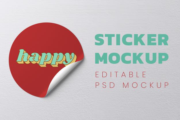 Free Round Sticker Design Mockup Psd