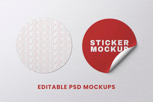 Free Round Sticker Design Mockup Psd