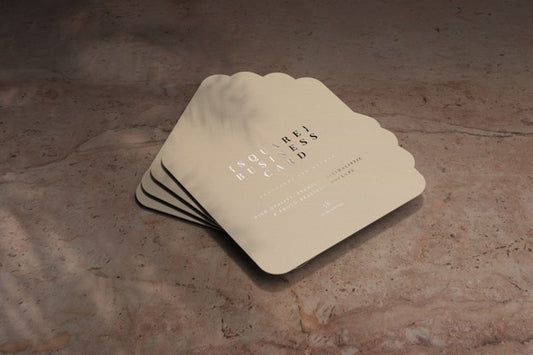 Free Rounded Corner Square Business Cards Mockup Psd
