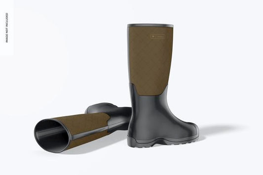 Free Rubber Boots Mockup, Standing And Dropped Psd