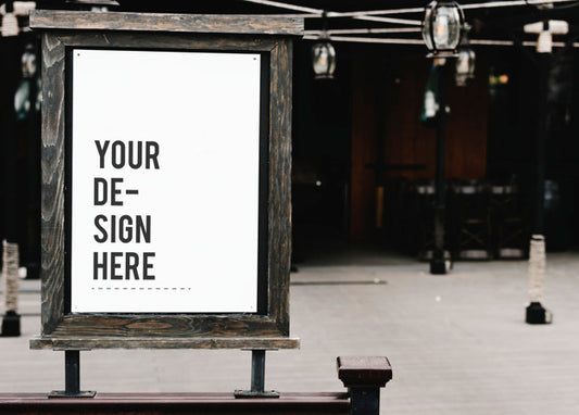 Free Rustic Wooden Signboard Mockup At A Restaurant Psd