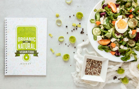 Free Salads With Notebook Mock-Up Psd