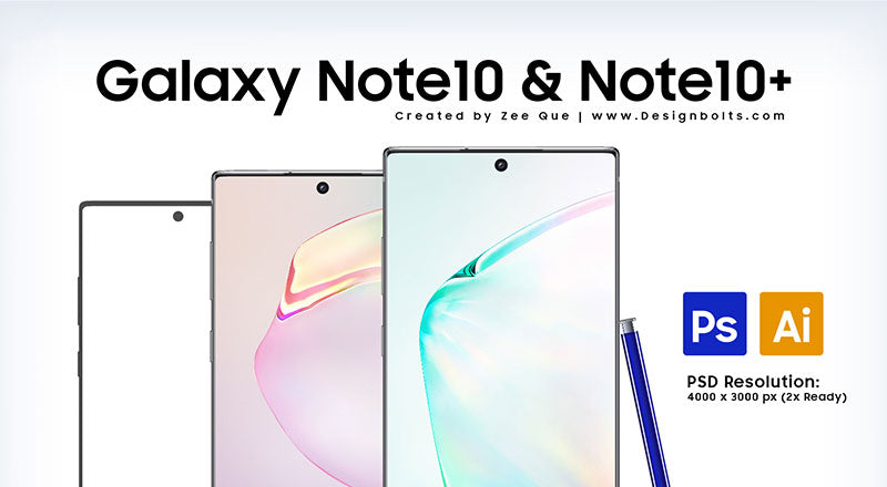 Free Samsung Galaxy Note10 & Note10+ Mockup Psd & Ai Files