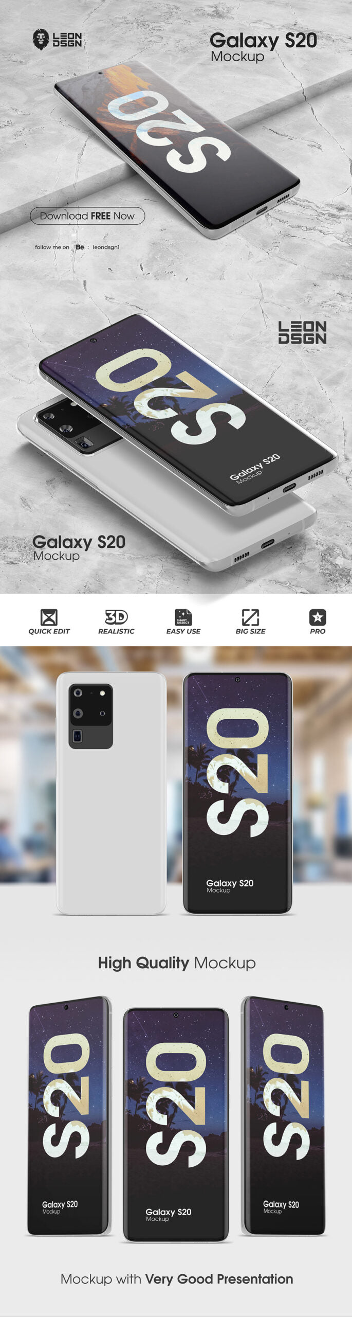 Free Samsung Galaxy S20 Device Mockup