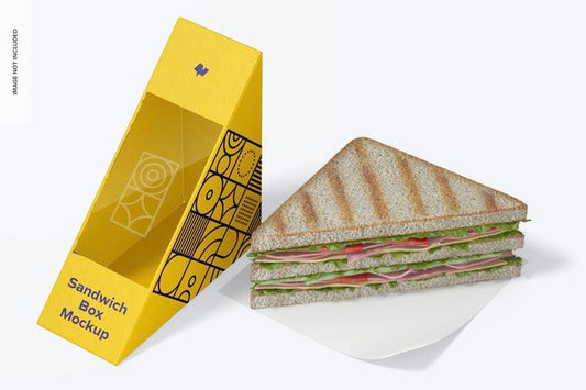 Free Sandwich Box Mockup, Left Side View Psd