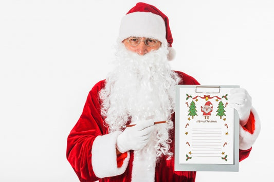 Free Santa Holding Clipboard With Wishlist Psd