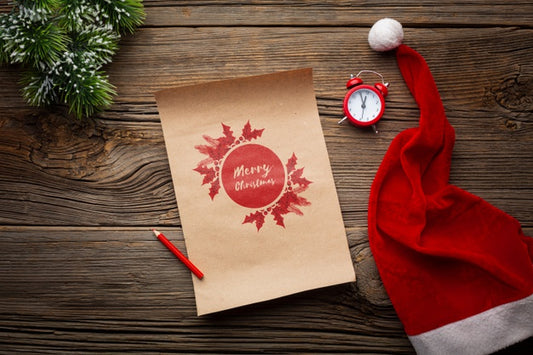 Free Santa'S Hat And Christmas Pine Leaves Psd