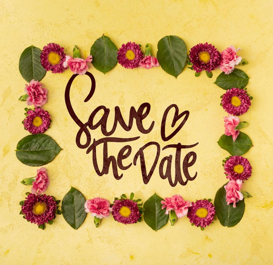 Free Save The Date Flowers Concept Mock-Up Psd