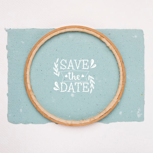 Free Save The Date Mock-Up Minimalist Top View Psd