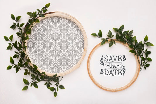 Free Save The Date Mock-Ups With Leaves Psd