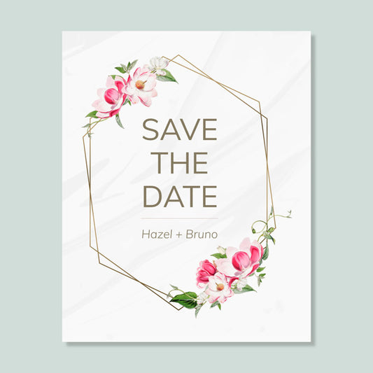Free Save The Date Wedding Invitation Mockup Card Psd