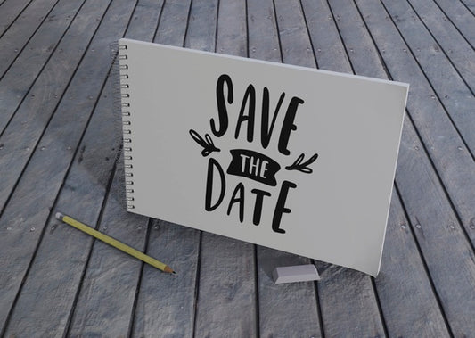 Free Save The Date Wedding Invitation On Wooden Background Psd