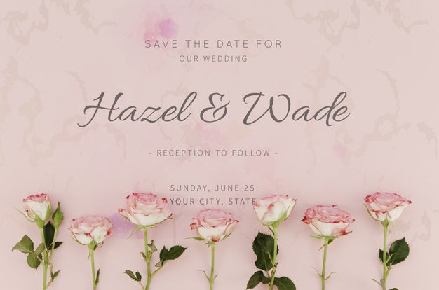 Free Save The Date Wedding With Roses Psd