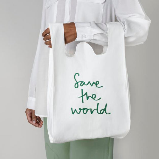 Free Save The World Reusable Grocery Bag Mockup Psd