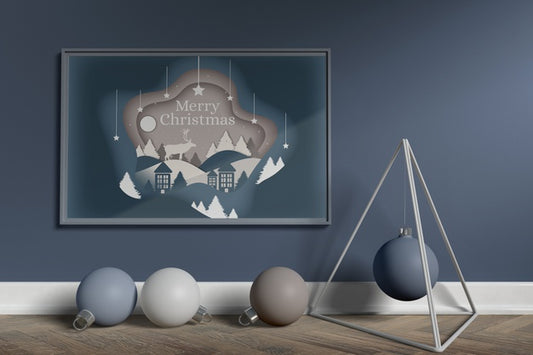 Free Scandinavian Christmas Decoration Mock-Up Psd